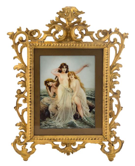 Appraisal: Sale Lot A Continental Painted Composition Plaque depicting three women