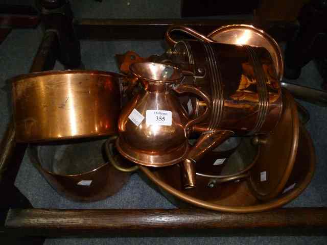 Appraisal: A QUANTITY OF VARIOUS COPPER WARE to include saucepans a