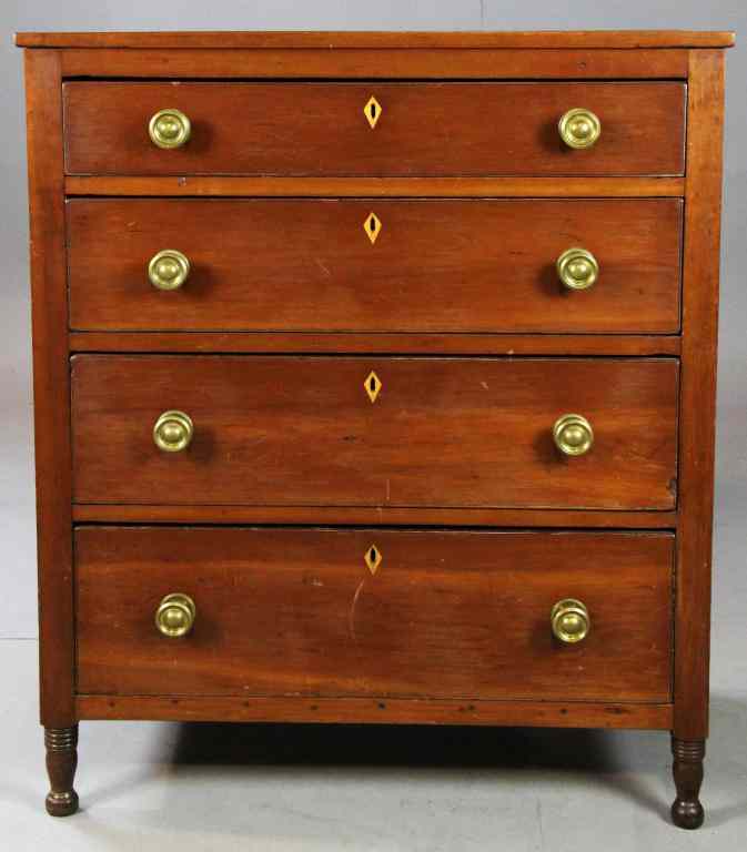 Appraisal: American Sheraton Five-Drawer DresserHaving five graduated drawers all with fine