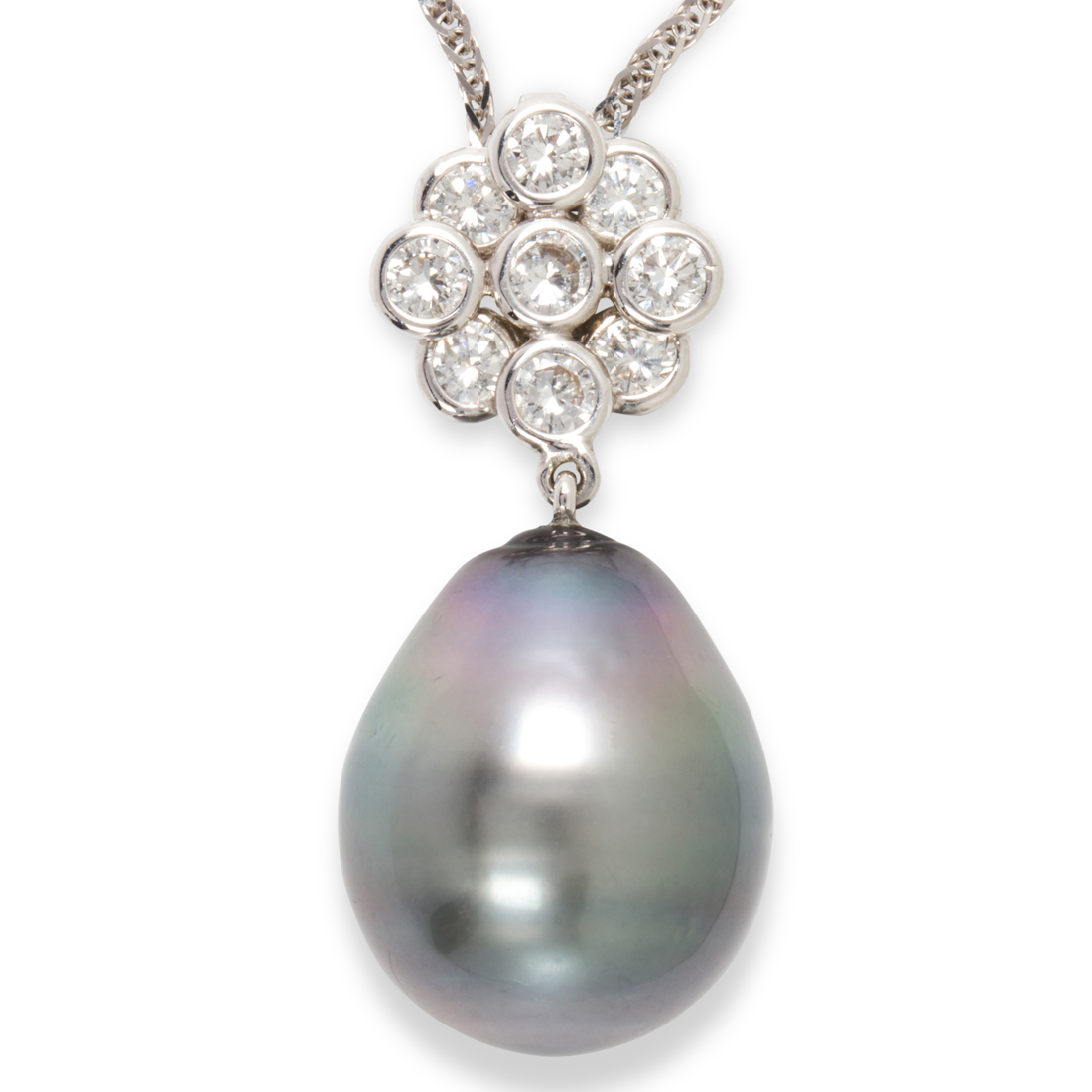 Appraisal: A TAHITIAN BLACK SOUTH SEA PEARL DIAMOND AND FOURTEEN KARAT