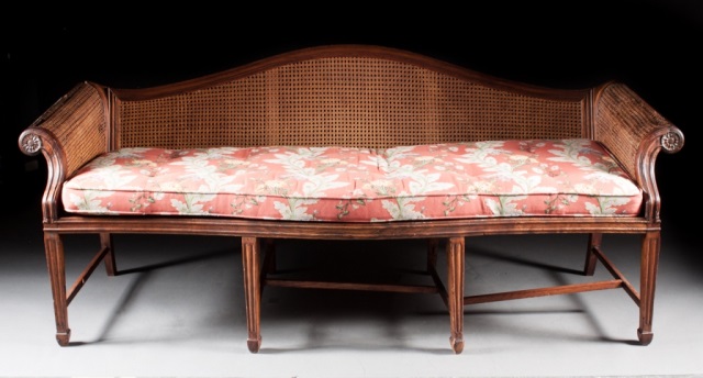 Appraisal: Rare Chinese Export caned rosewood sofa second half- th century