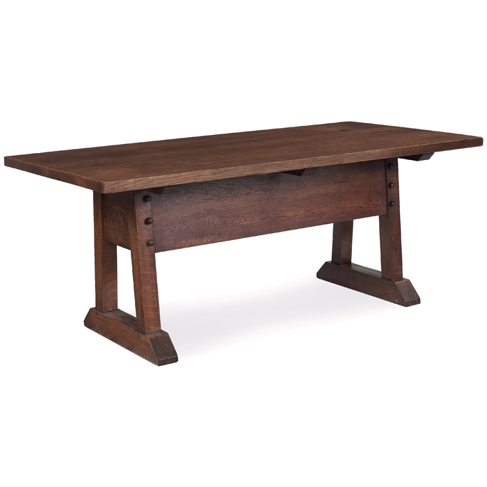 Appraisal: Gustav Stickley director's table rectangular top over a wide apron