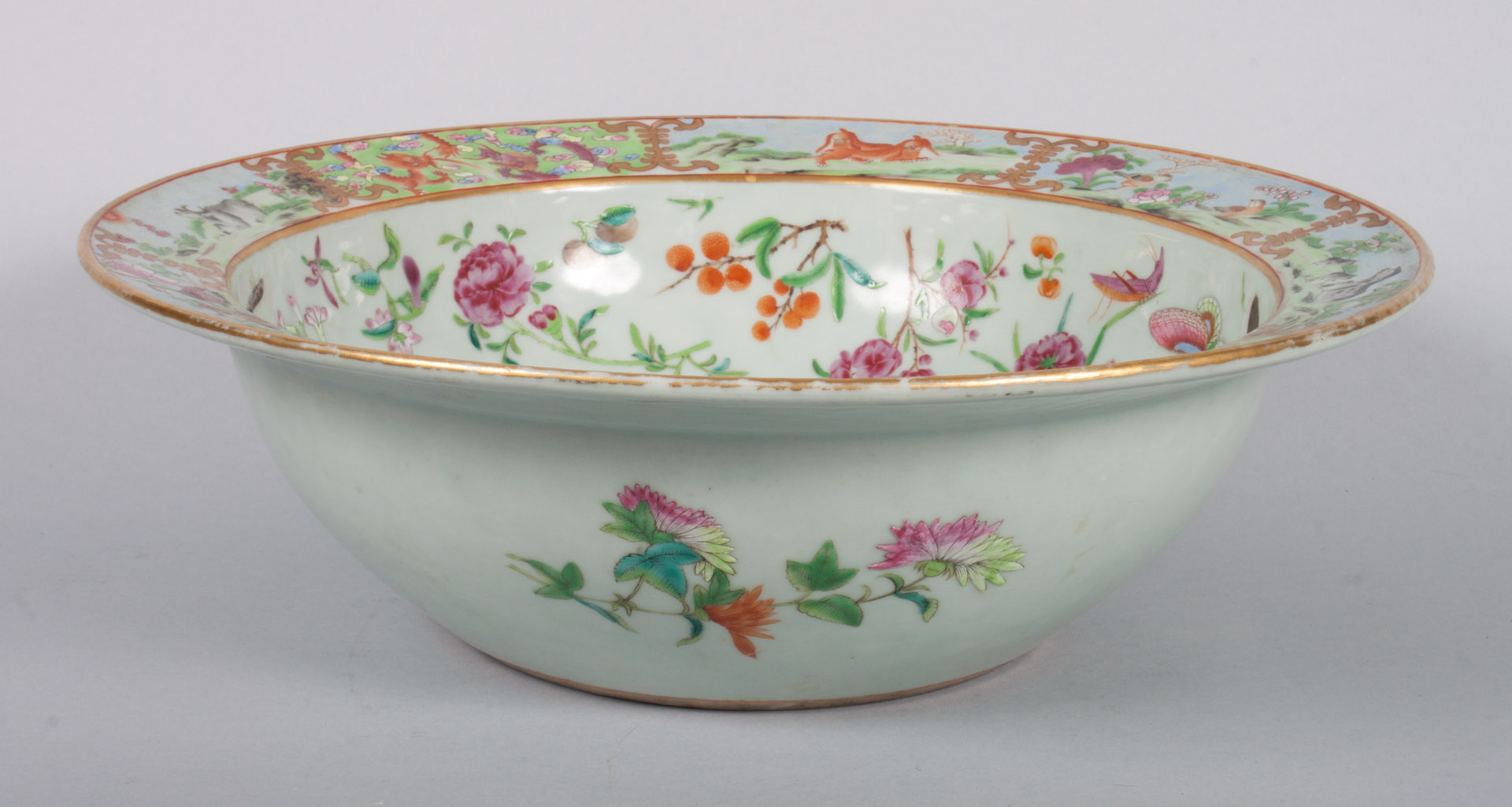 Appraisal: Chinese Export Rose Mandarin porcelain wash basin circa exterior border