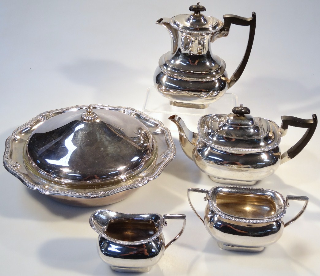 Appraisal: Various silver plate comprising a four piece tea service to