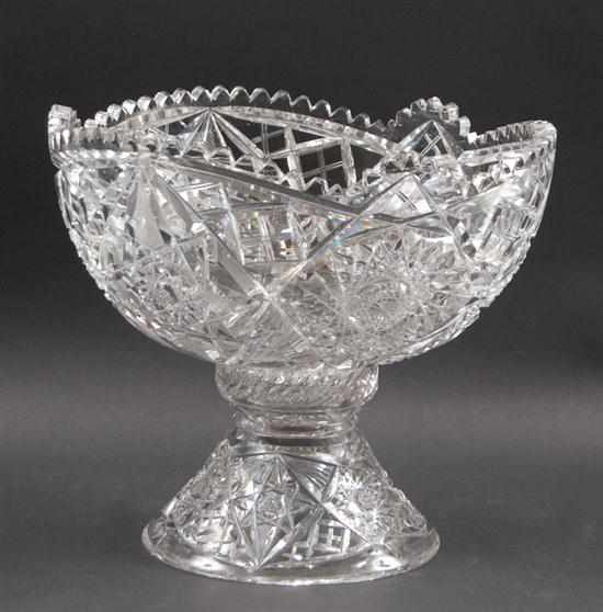 Appraisal: American Brilliant Star period cut glass two-part pedestal punch bowl