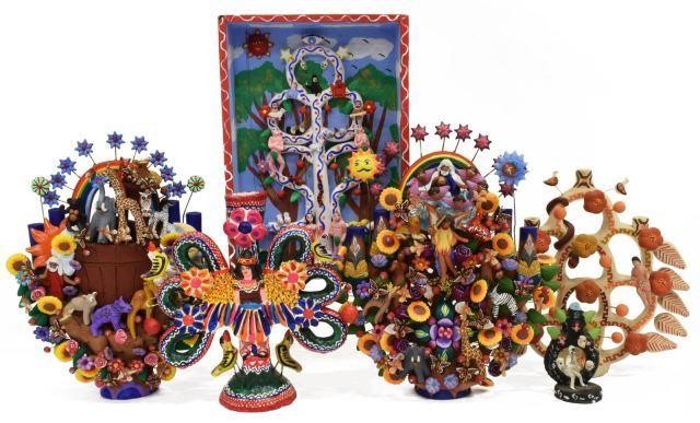 Appraisal: lot of Diminutive Mexican folk art earthenware arboles de la