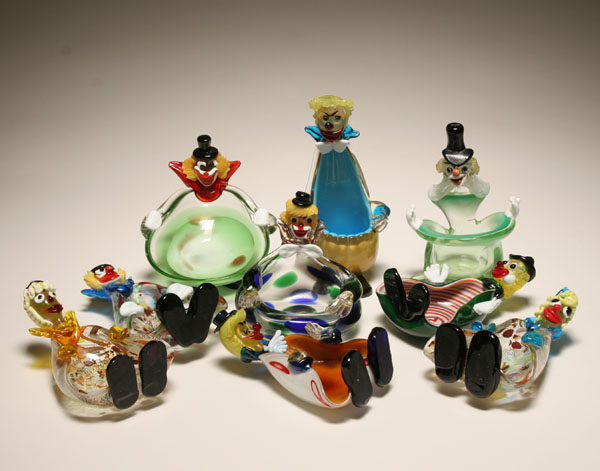 Appraisal: Nine Murano art glass figural clown ashtrays bowls A couple