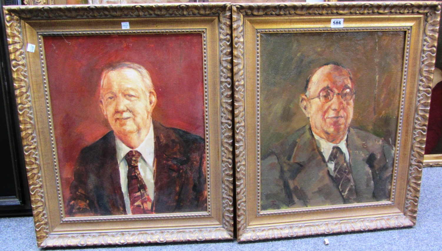 Appraisal: Tom Coates b Portraits of gentlemen a pair oil on