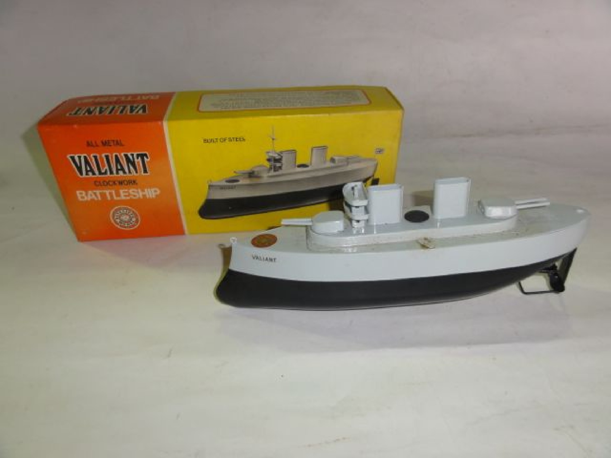 Appraisal: A boxed Sutcliff All Metal Valiant clockwork model battleship made