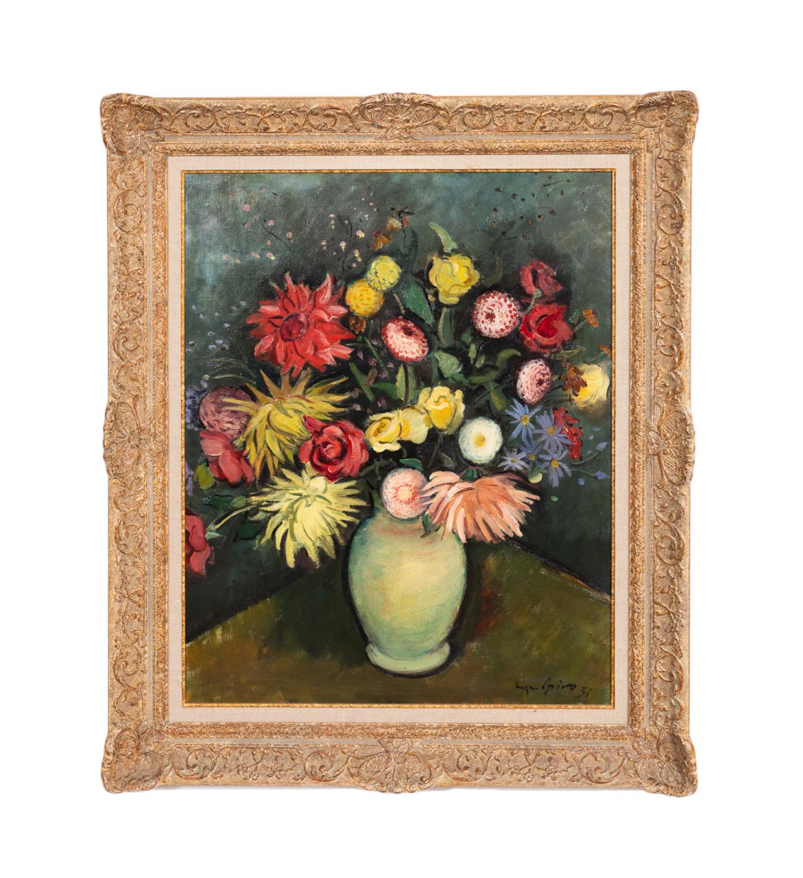 Appraisal: EUGEN SPIRO FLORAL STILL LIFE OIL ON CANVAS Eugen Spiro