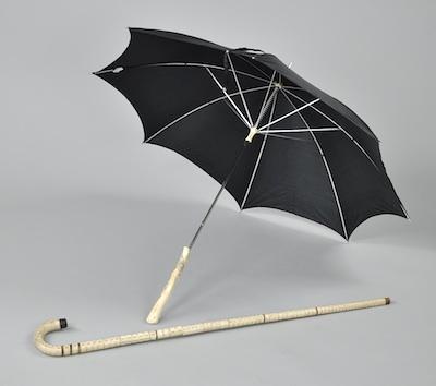 Appraisal: A Bone Walking Cane and Umbrella with Ivory or Bone