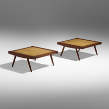 Appraisal: George Nakashima OTTOMANS PAIR Nakashima StudioUSA American black walnut upholstery