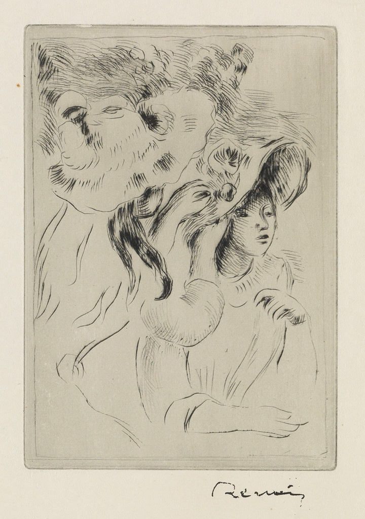 Appraisal: PIERRE-AUGUSTE RENOIR Le Chapeau pingl e planche Drypoint on cream