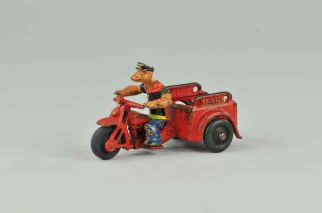 Appraisal: POPEYE SPINACH DELIVERY CYCLE Hubley c cast iron motorcycle with