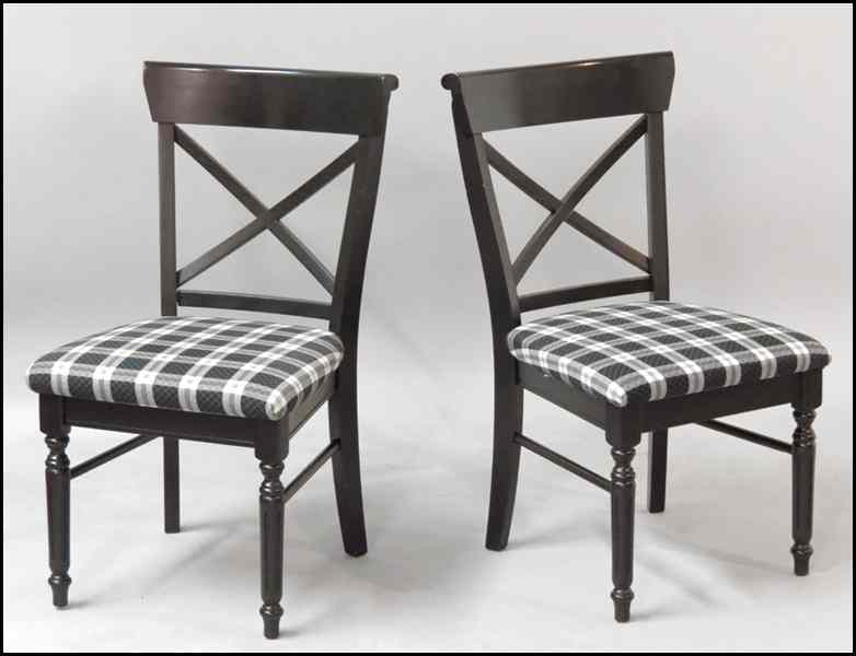 Appraisal: PAIR OF EBONIZED WOOD SIDE CHAIRS Back Height '' Condition