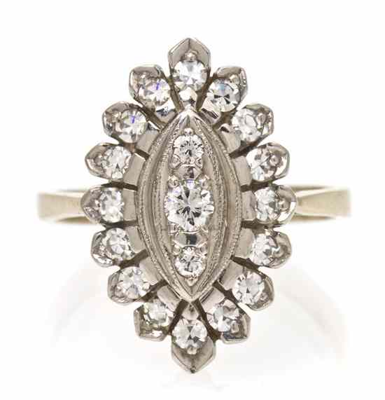 Appraisal: An Karat White Gold and Diamond Ring containing round brilliant