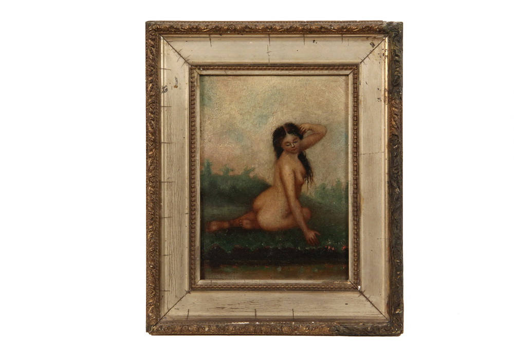 Appraisal: UNSIGNED NUDE - th c Oil on Panel of Nude