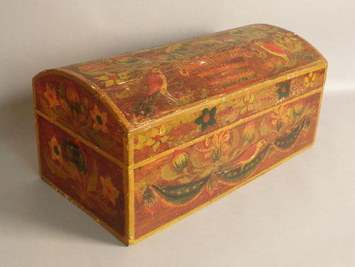 Appraisal: Continental painted dome lid box th c h w