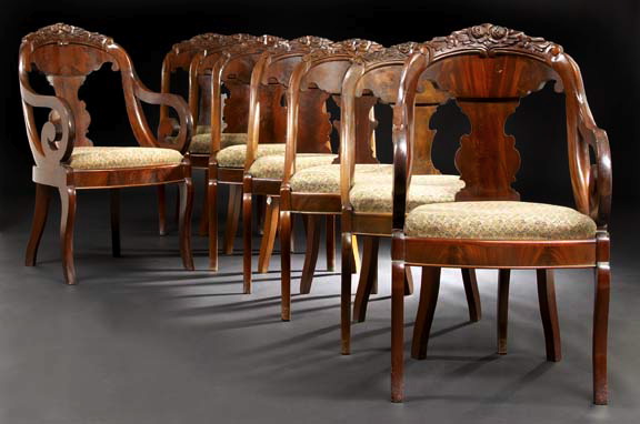 Appraisal: Suite of Eight American Late Classical Mahogany Dining Chairs of