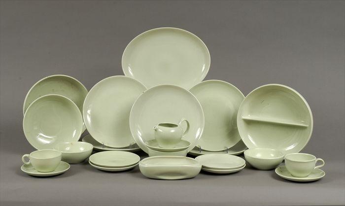 Appraisal: Russel Wright 'Iroquois' Lettuce Green-Glaze Part Dinner Service Comprising five