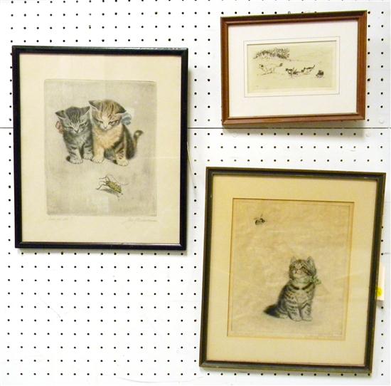 Appraisal: Lee Sturges American - etching of cat and kittens matted