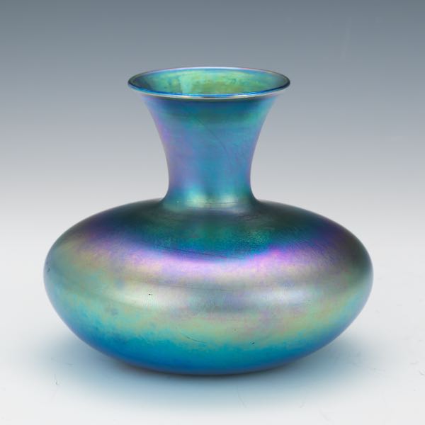 Appraisal: DURAND BLUE IRIDESCENT VASE x Large Durand art glass vase