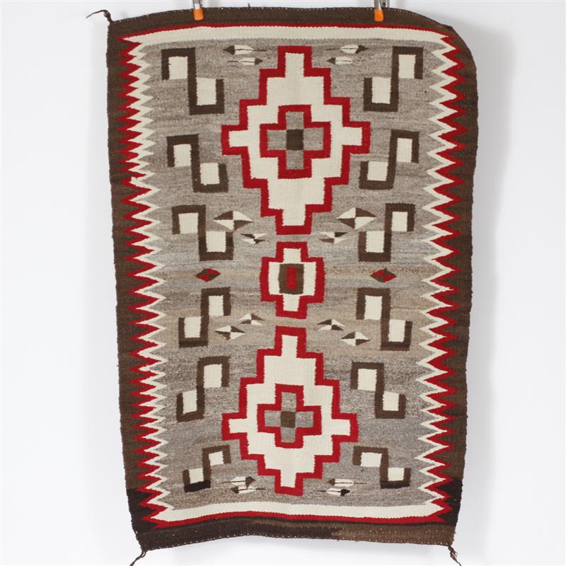 Appraisal: Navajo Indian Woven Wool Horse Blanket Rug Red Brown and