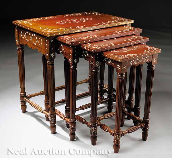 Appraisal: A Suite of Regency-Style Bone or Ivory Inlaid Teak Quartetto