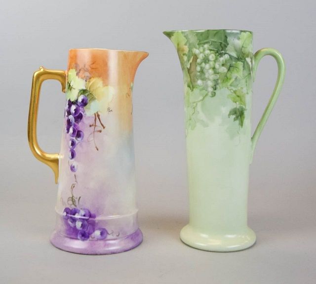 Appraisal: Tressemanes Vogt Limoges Tankards Pitchers hand painted French porcelain tankards