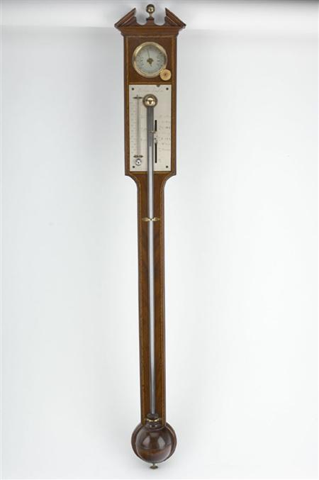 Appraisal: A George III mahogany stick barometer By Watkins London the