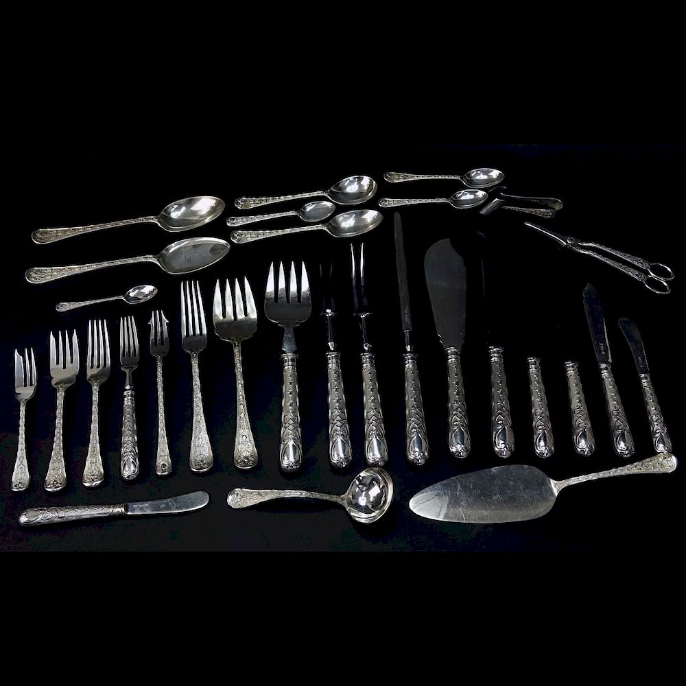 Appraisal: R Garrard Sterling Silver Flatware In Chest One Hundred Eighty