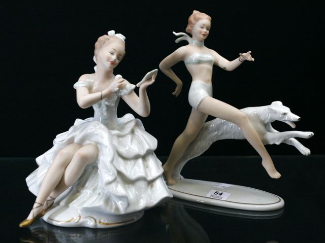 Appraisal: Four various th century German porcelain figure of ladies minor