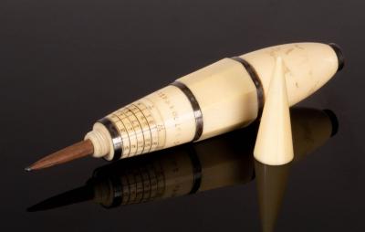 Appraisal: An early th Century ivory and white metal banded surgical