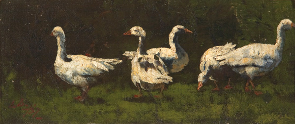 Appraisal: DAINGERFIELD ELLIOT American - Study of Geese oil on canvas