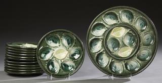 Appraisal: Thirteen Piece French Majolica Oyster Set th c Thirteen Piece