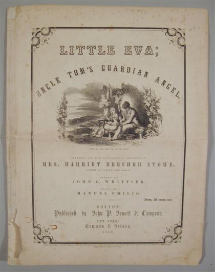 Appraisal: piece Sheet Music Stowe Mrs Harriet Beecher Emilio Manuel music