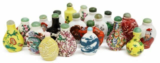 Appraisal: lot of Chinese porcelain snuff bottles many with green stone