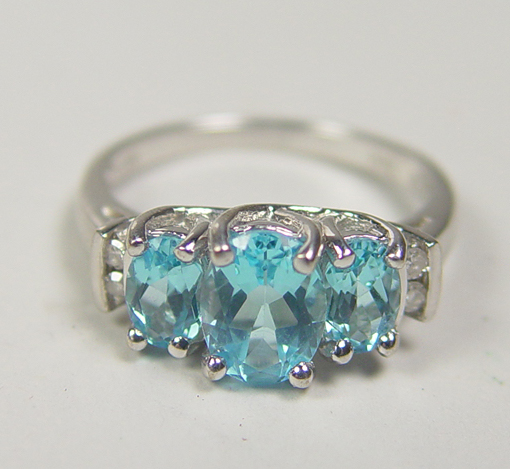 Appraisal: Ladies K White Gold Blue Topaz Diamond Ring k white