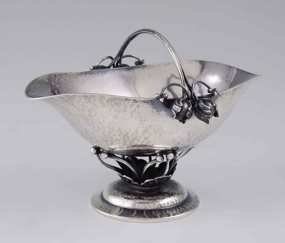 Appraisal: GEORG JENSEN STERLING SUGAR BASKET Circa - Designed by Georg