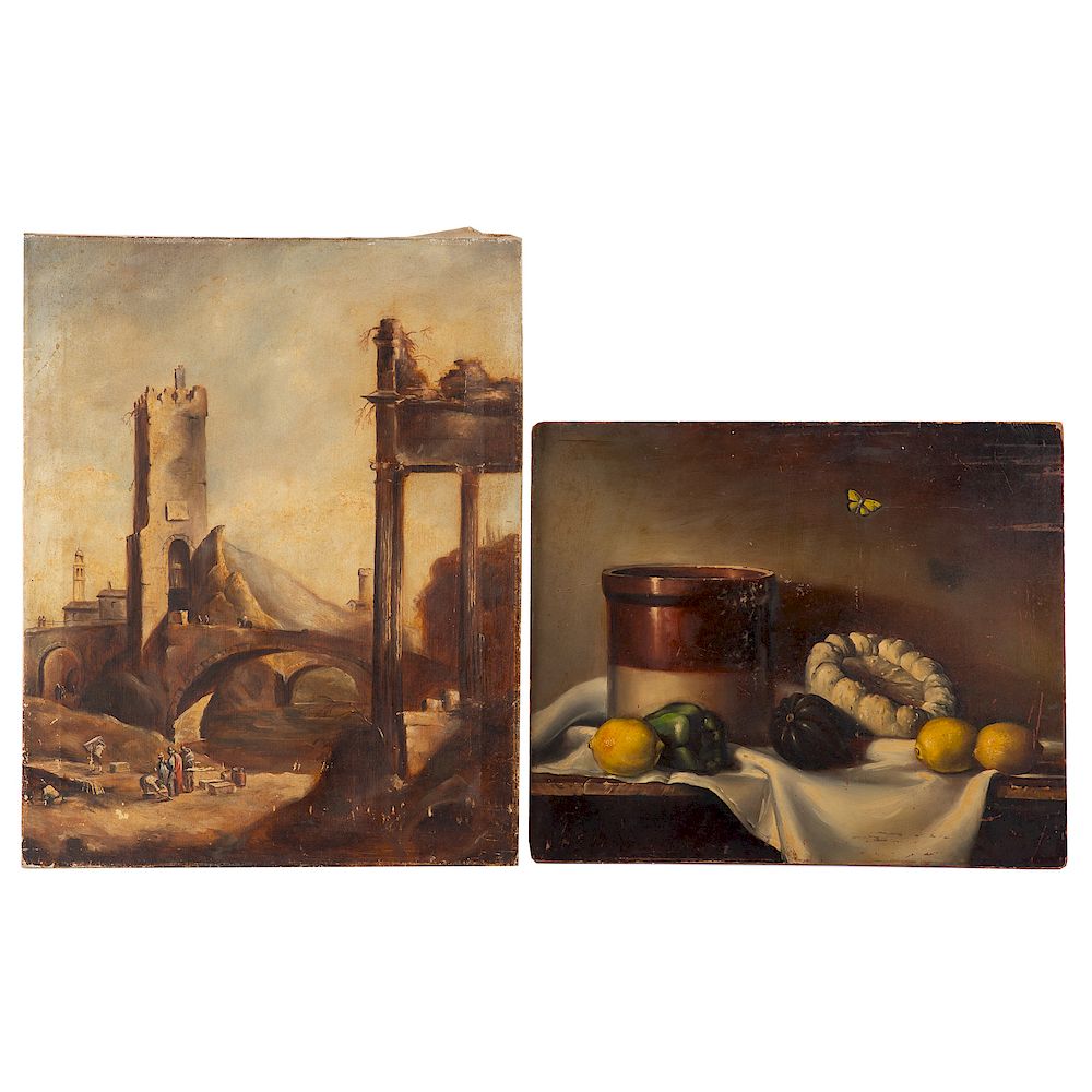 Appraisal: Melvin Miller Two Early Oils American - Figures Among Classical