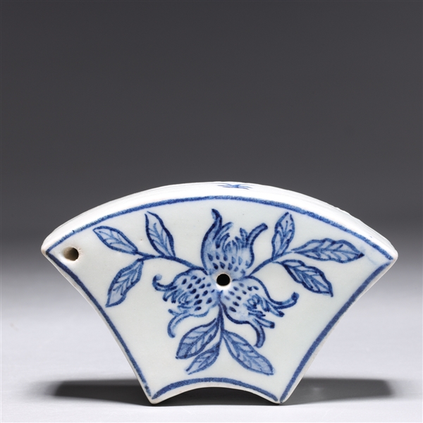 Appraisal: Korean fan form blue and white water dropper with floral