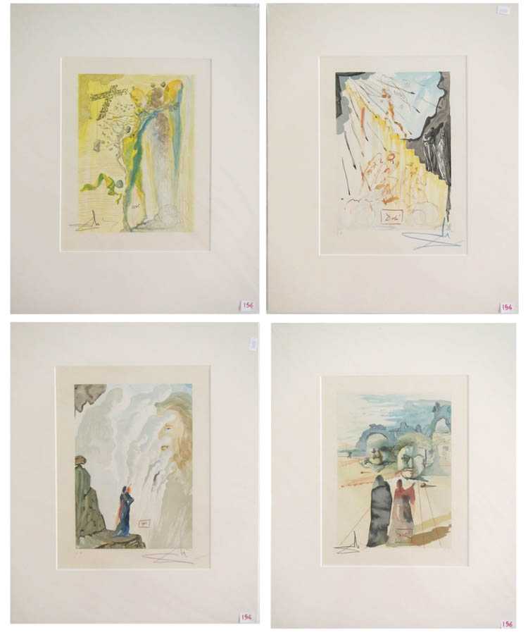 Appraisal: ATTRIBUTED TO SALVADOR DALI FOUR COLOR WOODCUTS Spain - Three