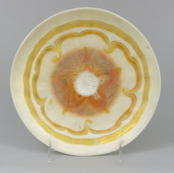 Appraisal: An Art Glass Plate with Aurene Decoration An art glass