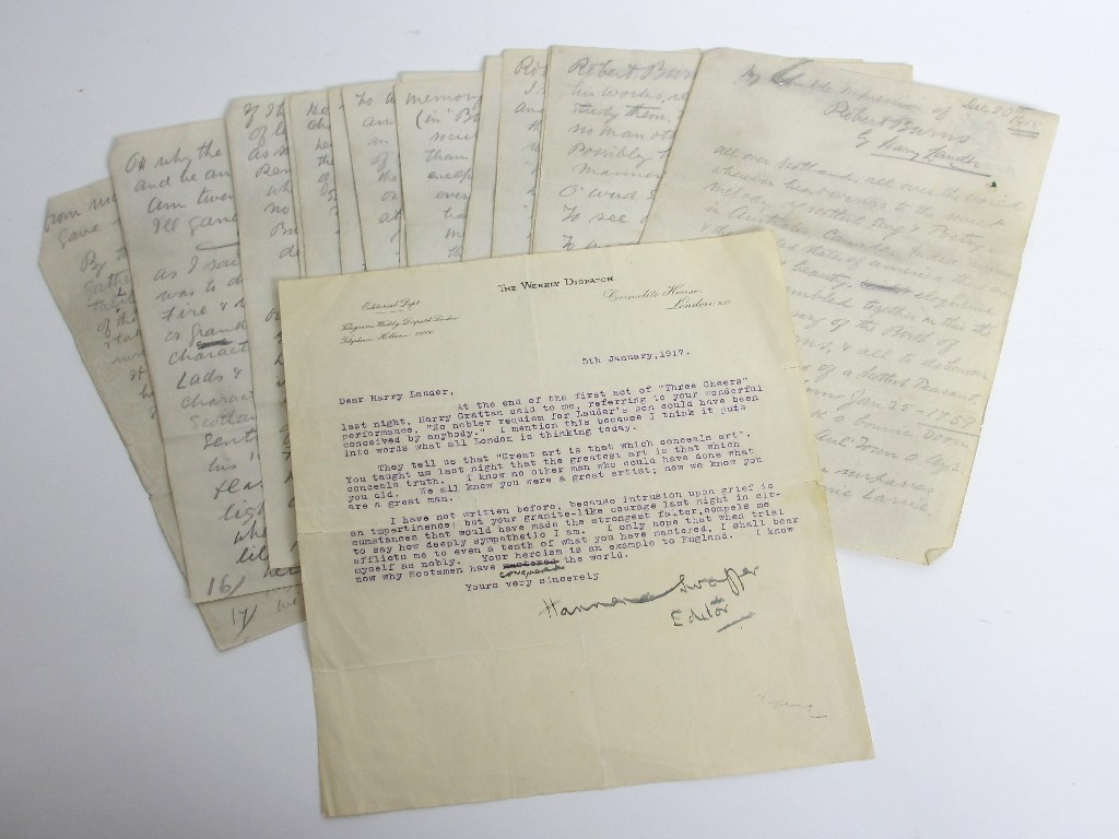 Appraisal: SIR HARRY LAUDER - A letter from Hannen Swaffer to