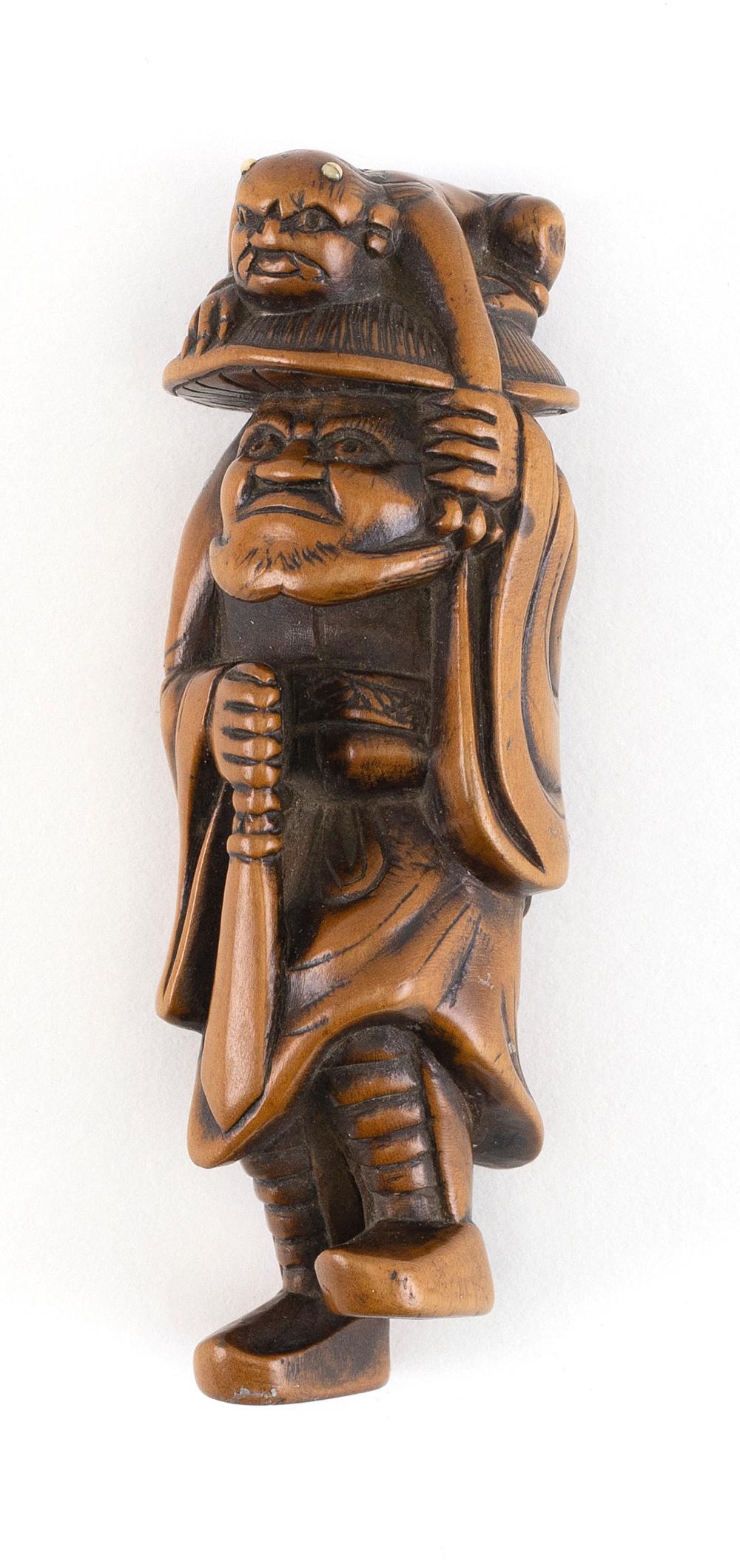 Appraisal: JAPANESE WOOD NETSUKE TH CENTURY HEIGHT JAPANESE WOOD NETSUKE th