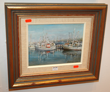 Appraisal: HAROLD SLOCOMBE FISHING BOATS LAKES ENTRANCE OIL ON BOARD