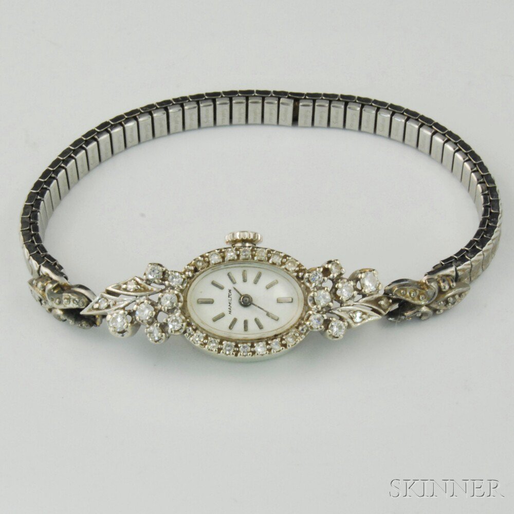 Appraisal: Lady's kt White Gold and Diamond Hamilton Wristwatch on a