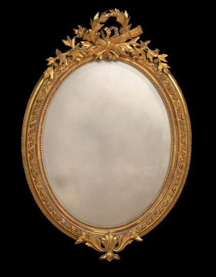 Appraisal: Louis XV-Style Giltwood Looking Glass early th century the beveled