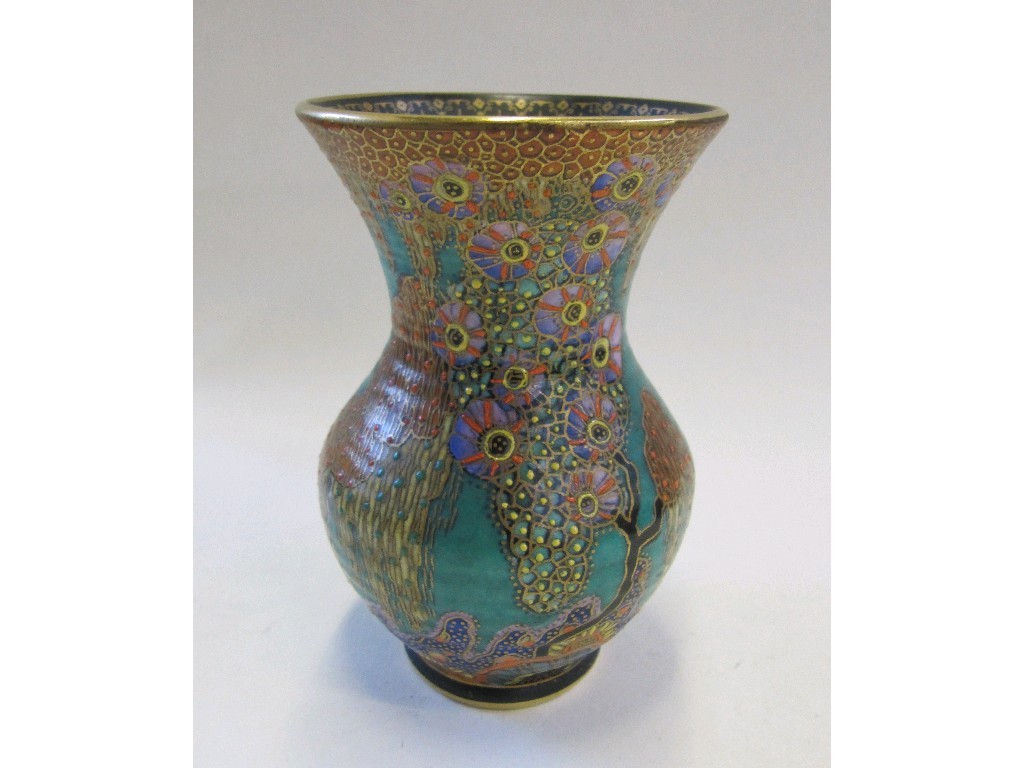 Appraisal: Crown Devon vase decorated in brightly coloured enamels and gilt