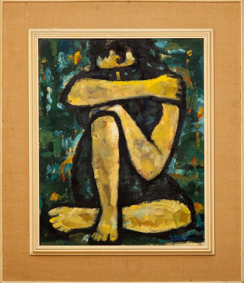 Appraisal: TH CENTURY SCHOOL SEATED FIGURE Oil on canvas signed 'H